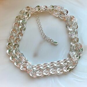 Silver Braided Chain Necklace - Elegant Women Jewelry